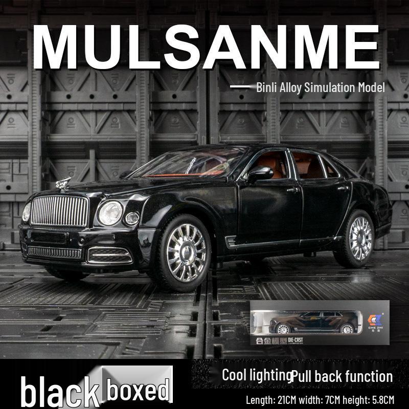 

Bentley Mulsanne Alloy Model Car with Pull-Back Action, Sound, and Light Features. чистый/чёрный