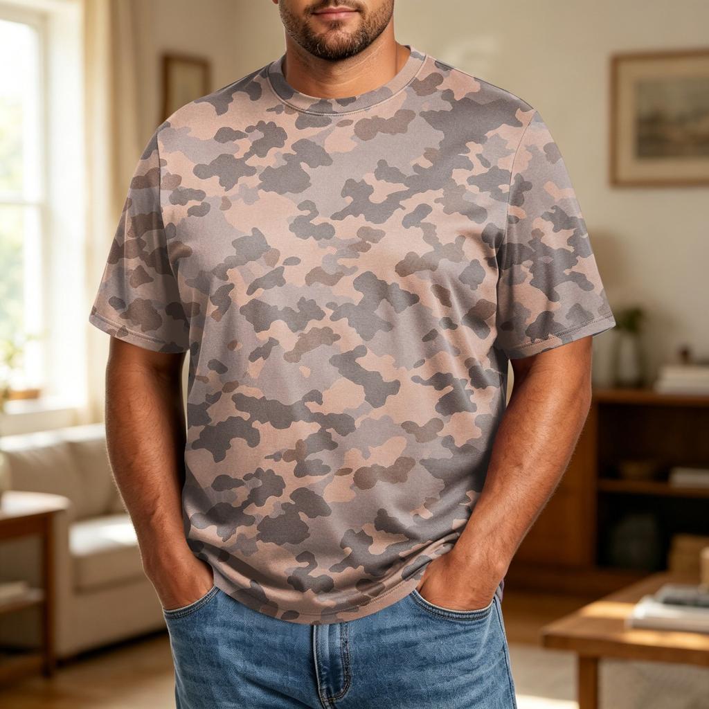 Camiseta Informal Transpirable Cómoda de Manga Corta con Cuello Redondo para Hombre Talla Grande Tejido Suave Top de Verano