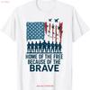 Home of The Free Because Brave Patriotic US Flag T Shirt Vintage Washed Homme Streetwear Stretched Casual Top For Everyday Wear