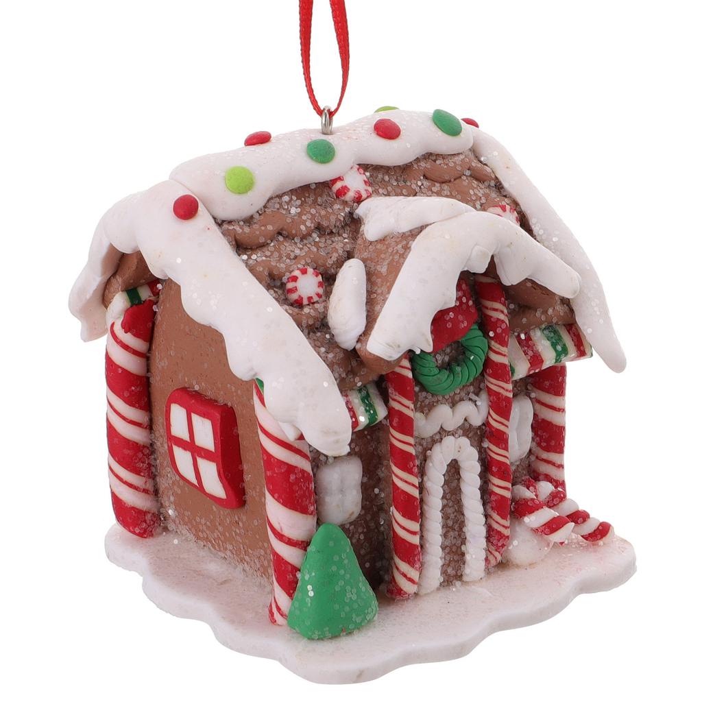 Realistic House Style Christmas Hanging Ornament Resin Material Xmas Tree Decor Festive Party Living Room Decoration