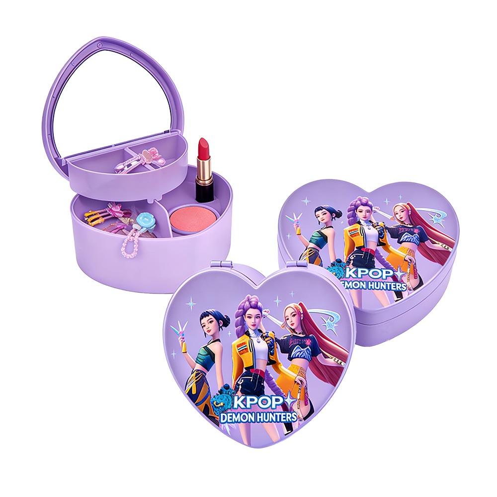 KPop Demon Hunters Girls Makeup Box Organizer Portable Travel Makeup Case Lockable Makeup Storage Organizer Cosmetic Box