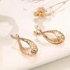 1 Pair Golden Color Vintage Hollow Pattern Drop Earring Shiny Synthetic Zirconia Accessories Trend Jewelry