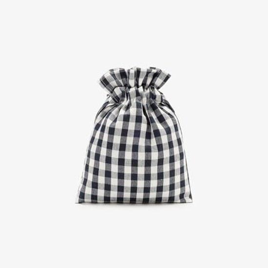 AfternoonTea LIVING Pouch JA02 Gingham Check Drawstring Black