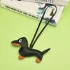 Custom Leather Keychain Cute Sausage Dog Laser Personalize Number Cartoon Puppy Kering Car Key Chain Ring for Couple