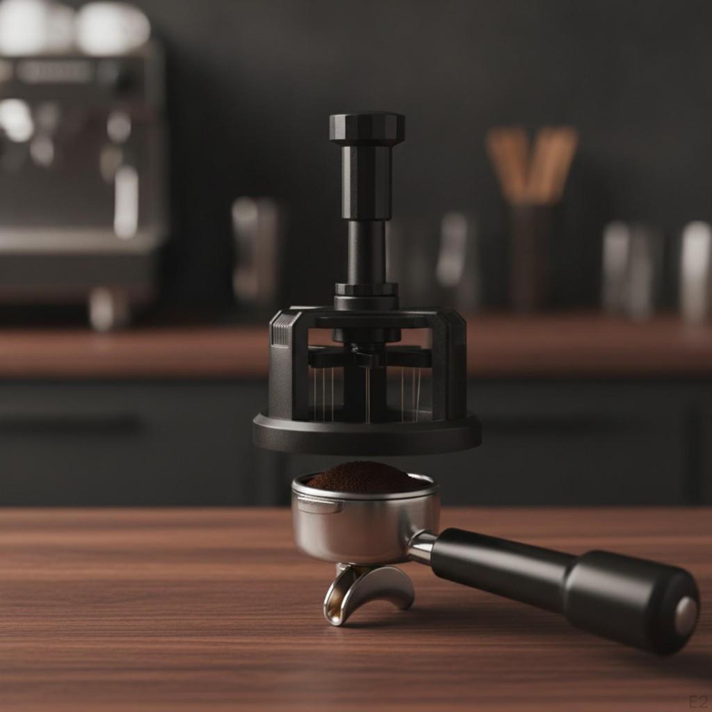Rotary Espresso Distribution Tool | Height Adjustable Design, Portafilter Coffee Distributor with