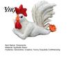 Decorative Animal Figurines White Rooster Statue with Enchanting Posture & Long Eyelashes, Creative Table Art Sculpture, Funny Resin Rustic