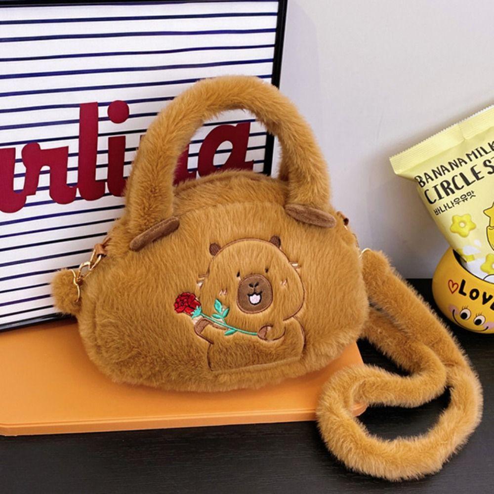 

Doll Bag Capybara Plush Handbag Schoolbag Cartoon Shoulder Bag Outdoor