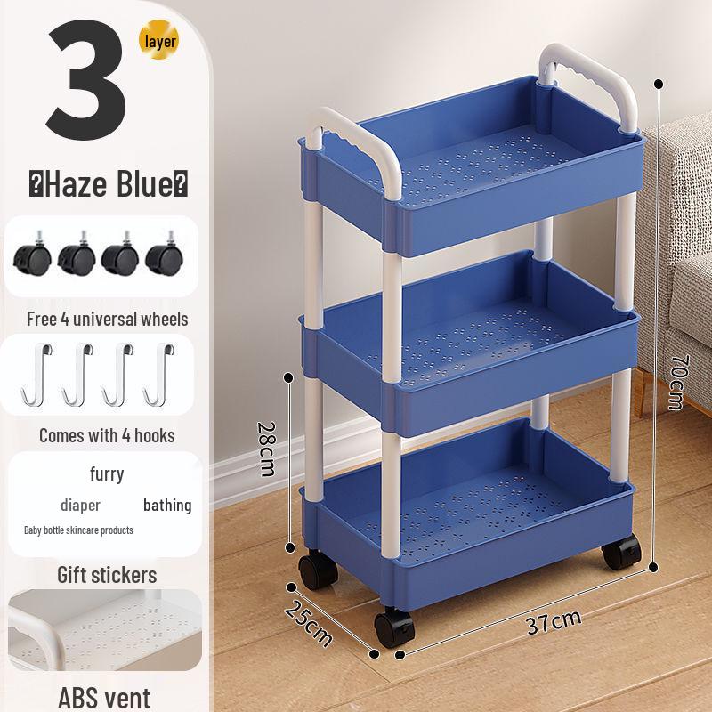 Multi-Layer Narrow Gap Floor-Standing Kitchen and Bathroom Storage Rack