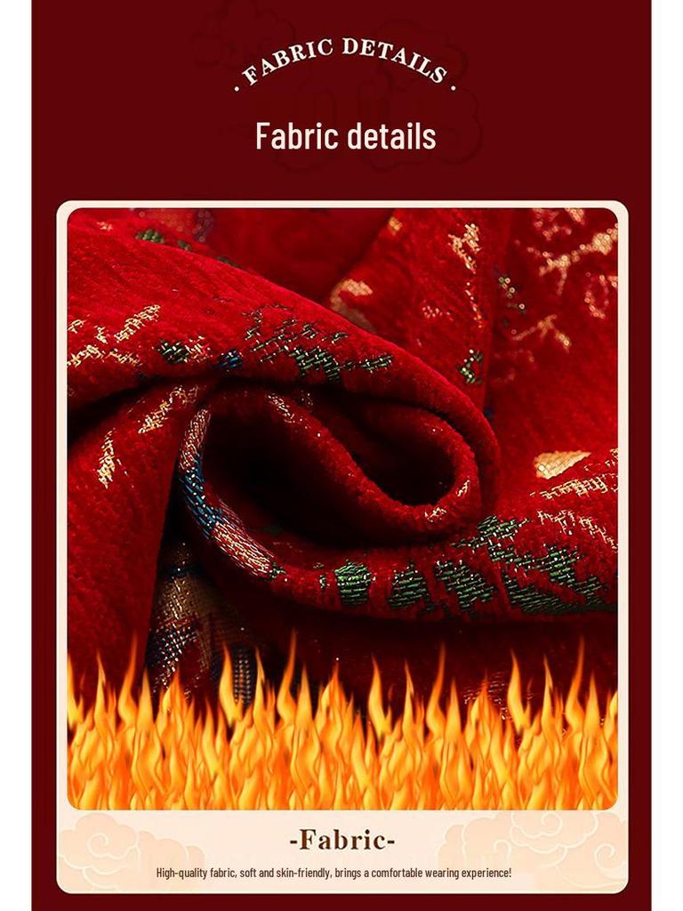 Jupe Hanfu Qipao Festive d'Hiver pour Filles - Style Chinois Épais pour le Nouvel An Combinaison Tang Vêtement Formel