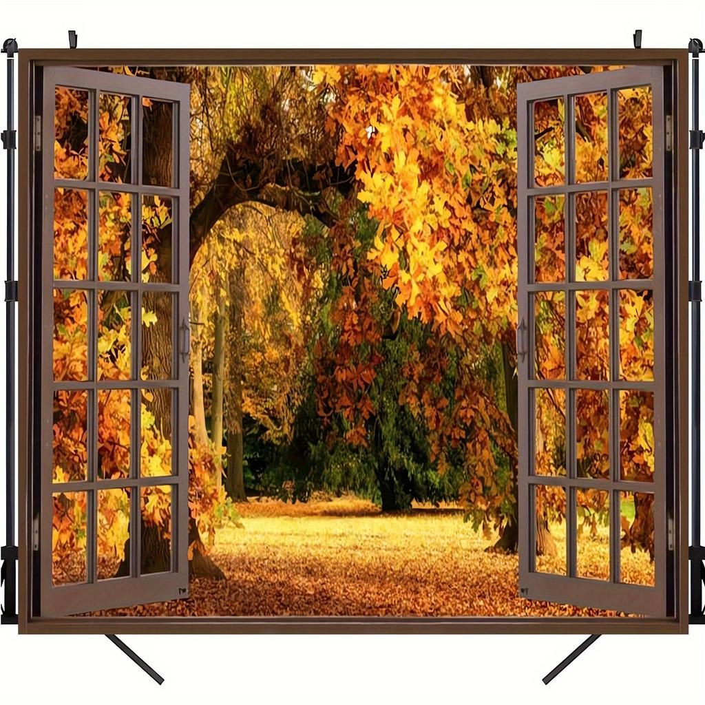 2D Plane 1 Autumn Theme Forest Scene Polyester Material This Multi-functional Background Cloth Features a Leaf Design