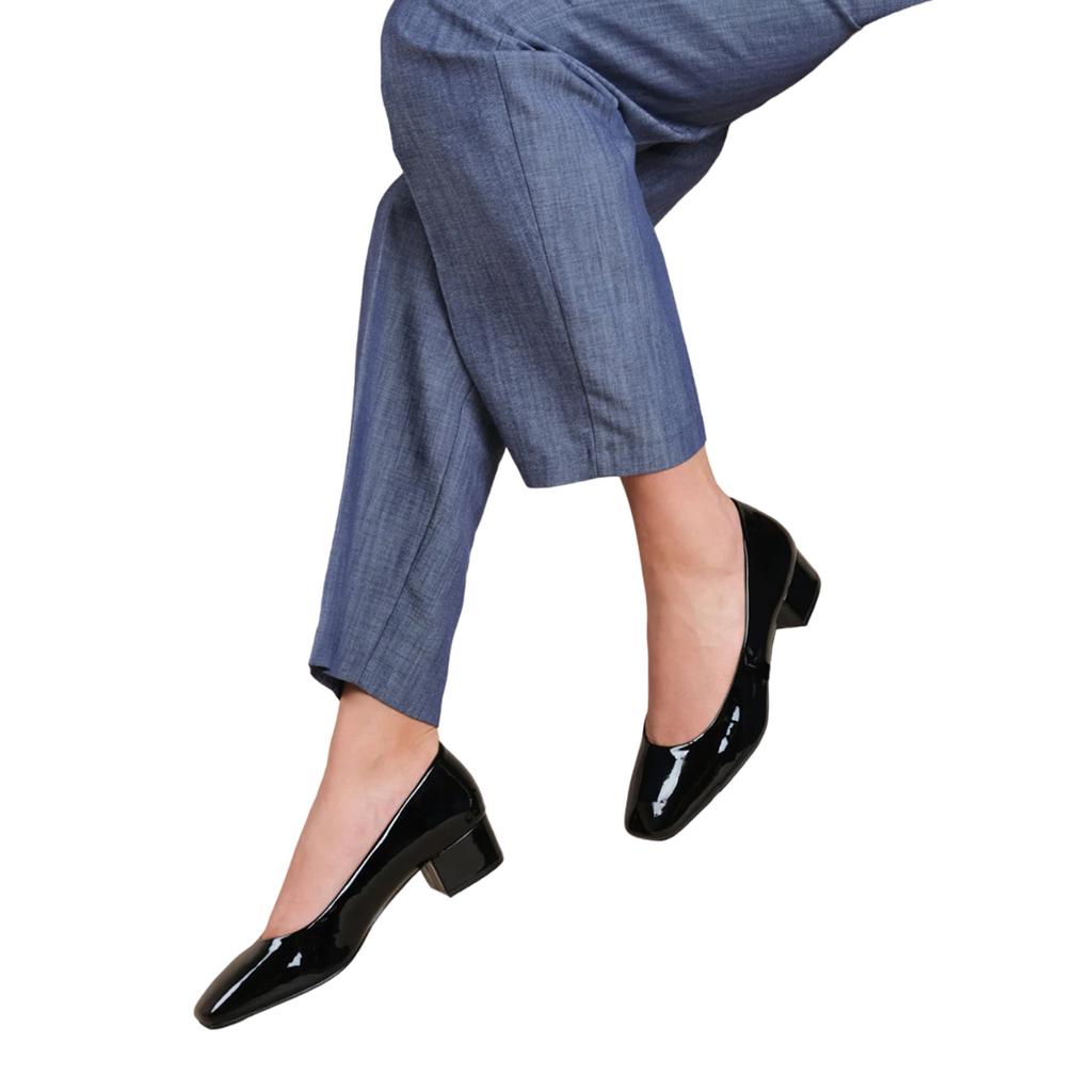 Where's That From Womens/Ladies Square Toe Wide Low Block Heel Court Shoes