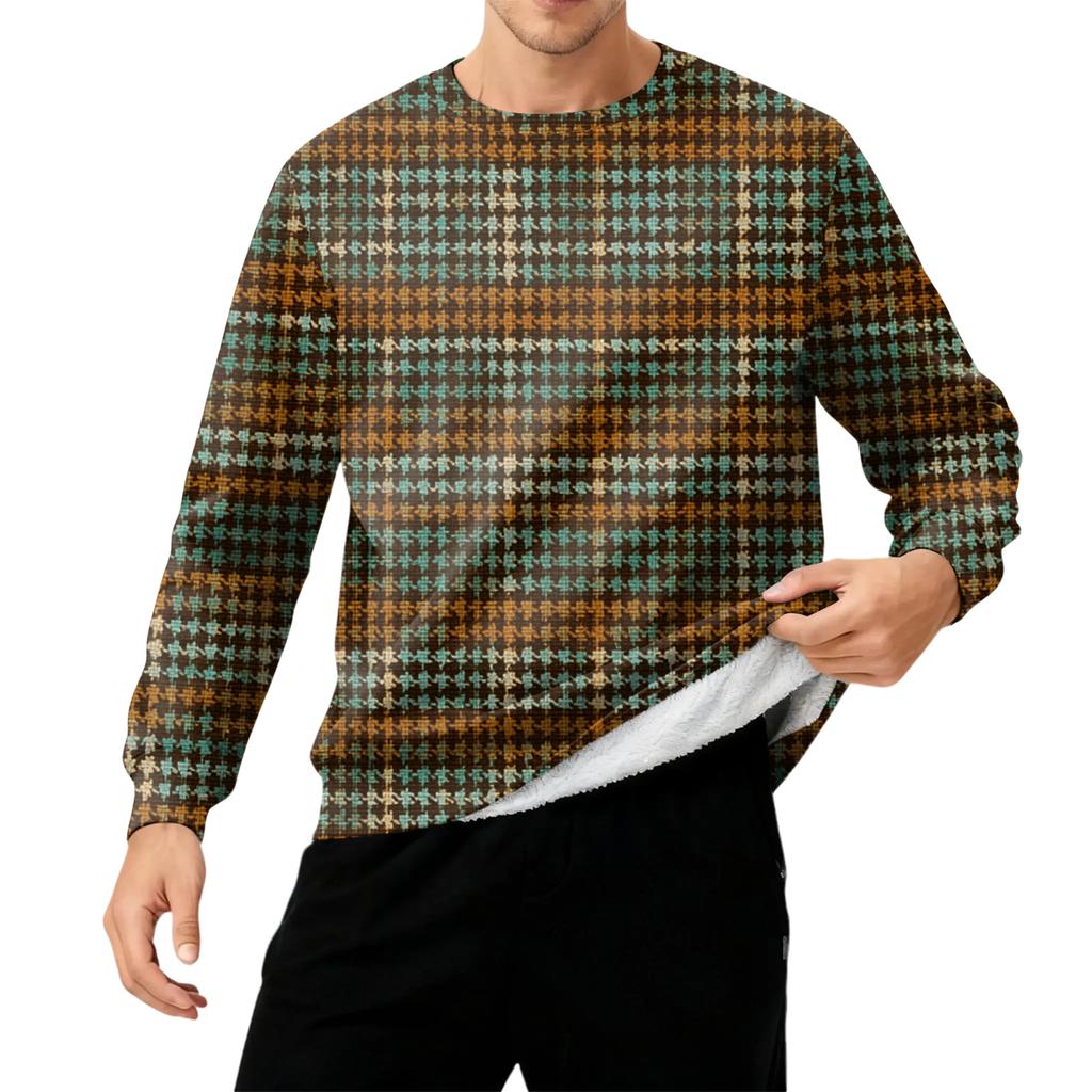 Men's Round Neck Fleece-Lined Thick Warm Sweatshirt