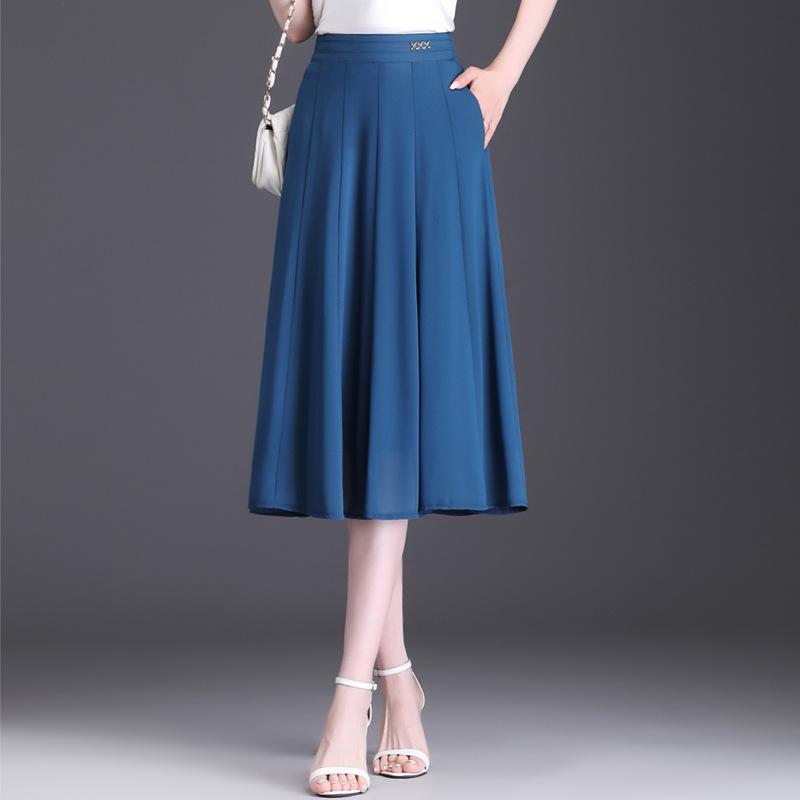 Bust skirt women's summer medium length pleated skirt a word women's drape feeling high waist spring women's small spring and autumn high sense