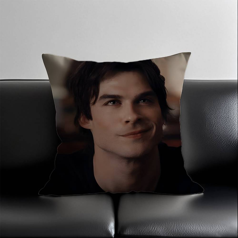 pc Vampire Diaries Damon Salvatore Pillow Cover Polyester D DoubleSided Print Ian Somerhalder Character Art TV Fan Home