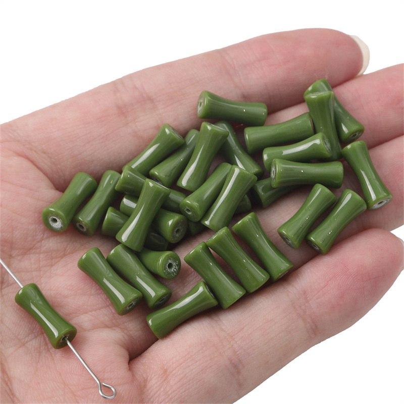 Green White Jade Jewelry Making Handmade Supplies Loose Spacer Beads Shape Porcelain Bracelet Necklace Bamboo Joint