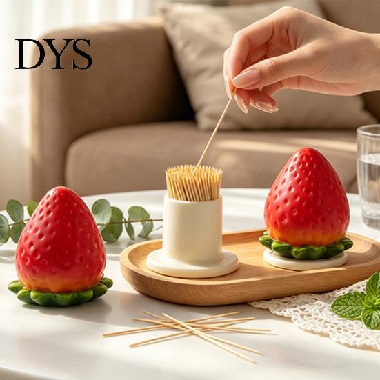 Kitchen Toothpick Organizer Simulated Strawberry Holder Home Office Tooth Picks Case Box Dispenser Storage Container Housewarming Gift Desktop