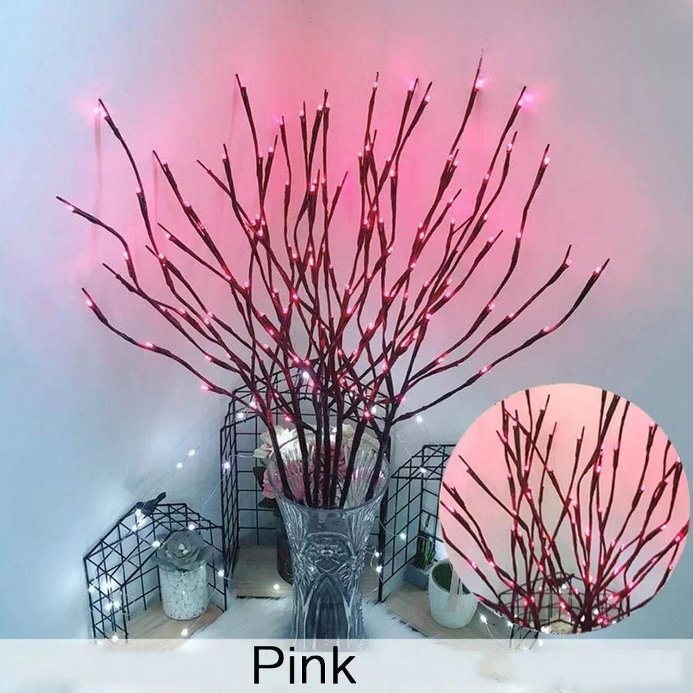 

Battery-Powered LED Christmas Tree Branch Light - Bendable, High-Quality, Multi-Color, Home & Party Decor рожевий