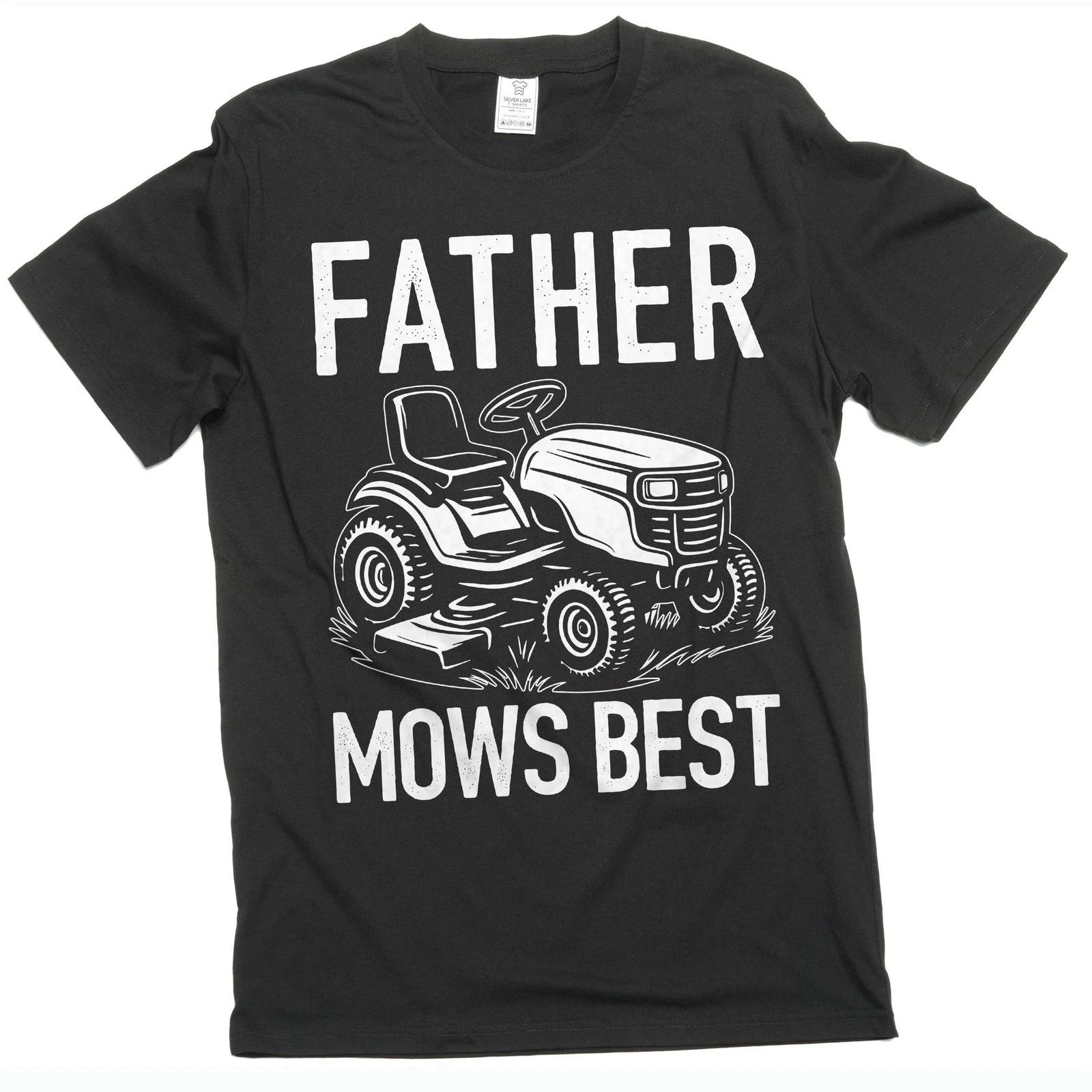 Men s Father Mows best funny T-shirt Lawn funny dad grass cutting mowing tee M