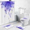 Pink Flower Plant Shower Curtains Cactus Lavender Floral Scenery For Bathroom Curtain Non-Slip Bath Mat Toilet Cover Set Carpet