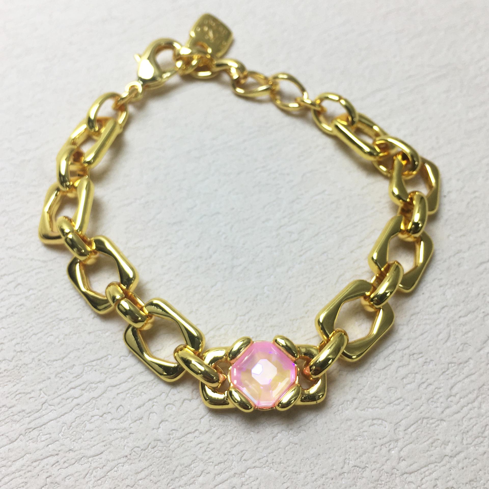 Unode50 2024 Women s Romantic Pink Gemstone Geometric Bracelet
