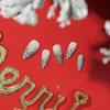 24 Pieces Wearing Nail Finished Product Christmas Snowflake Rhinestone Glitter Powder Nail Patch Press On Nails