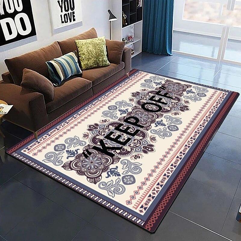Keep Off Pattern Dekorativer quadratischer Teppich Modernes Haus Wohnzimmer Boden Matte Schlafzimmer Teppich Kunst Poster Matte Fans Geschenk Alfombra