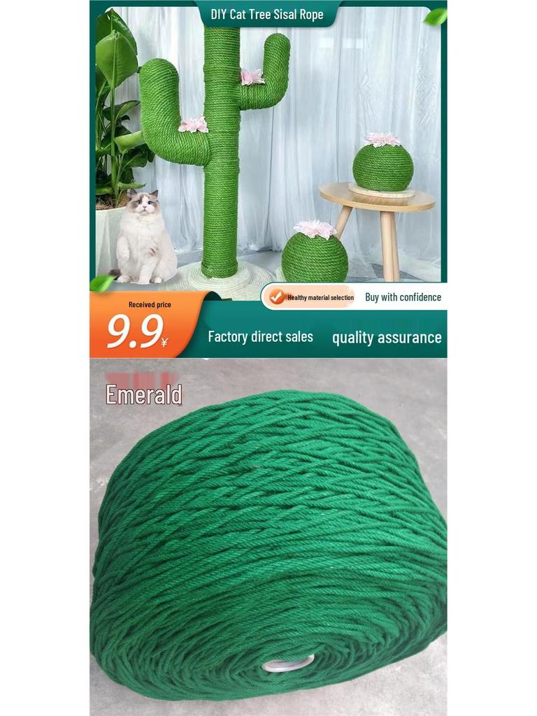 Handmade Odorless Sisal Cat Tree Rope: Vibrant, Fade-Resistant, Durable for DIY Scratching Posts