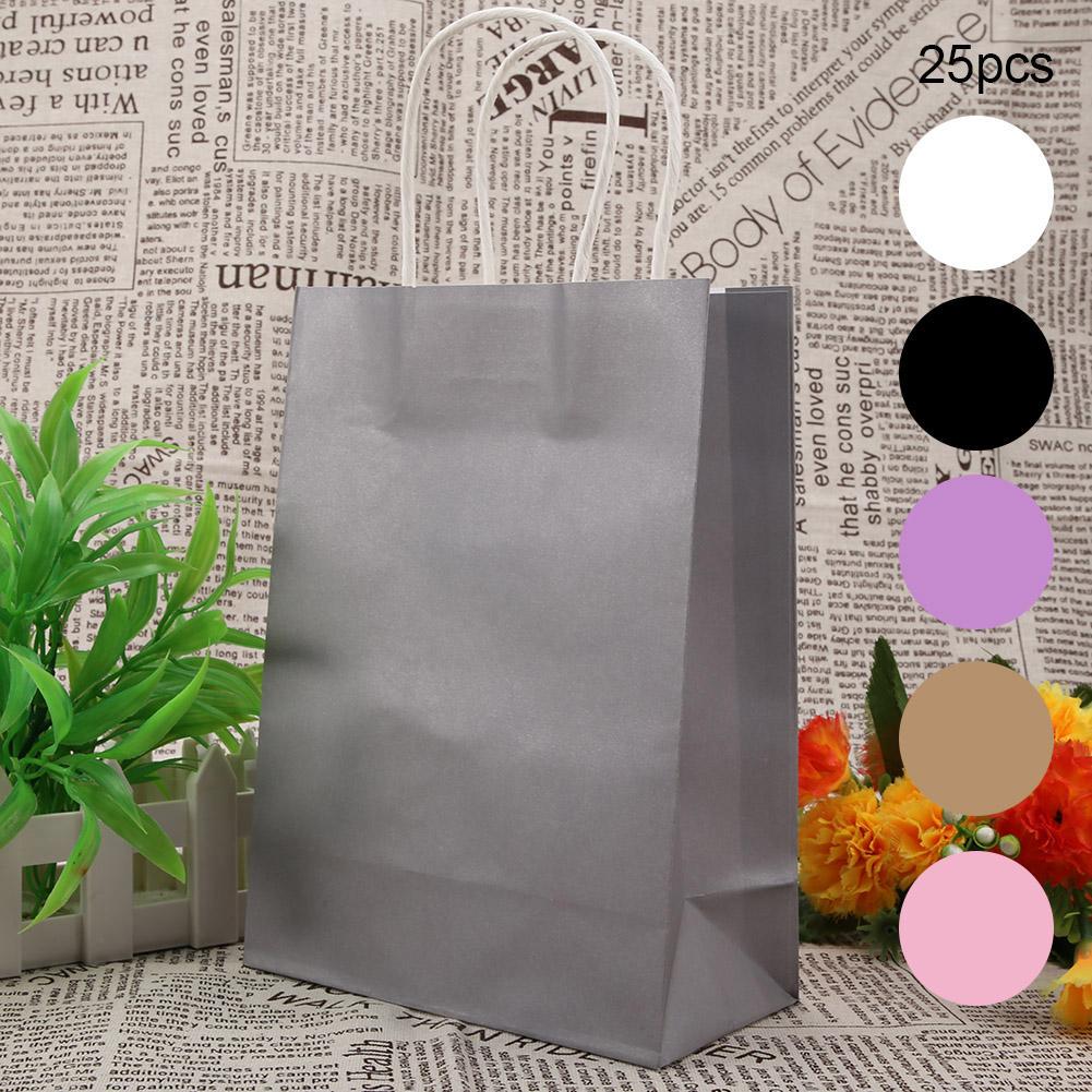 Toovip 25 Sacchetti Regalo In Carta Kraft Con Manici | 13x8,25x20 Cm | Ecologici E Riciclabili | Per Bomboniere E Shopping