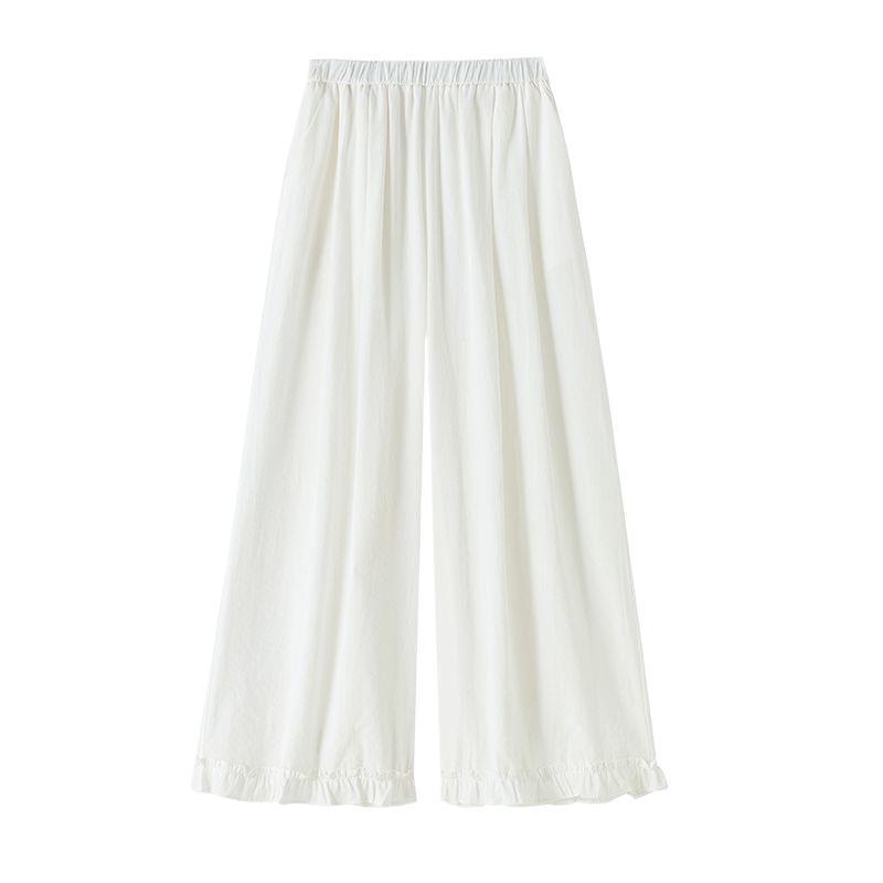 Women's Edge Cotton Linen Wide-Leg High-Waisted Pants - Slimming, Loose, Casual, Nine-Point Length, Summer 2026