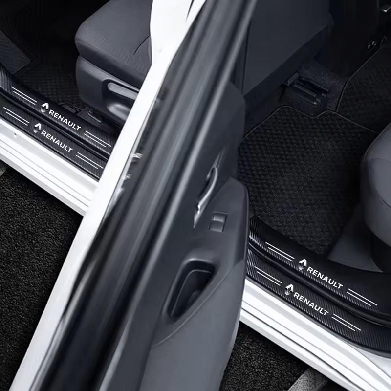 2026 Heiß Für Renault Radkappen Auto Logo Aufkleber Karbonfaser Türschwellen Schutz Aufkleber Für Renault Megane 2 3 4 Twingo Clio Tal