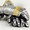 Medieval Knight Gauntlet Gloves Pair Brass Accents Crusader Armor Steel Gloves