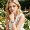 Women Rectangle Dial Watch Roman Numerals Metal Mesh Band Classic Casual Dress Watch Ladies Quartz Analog Wristwatch
