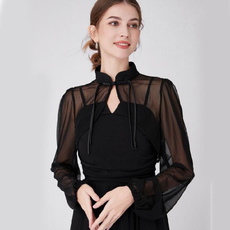 Long Sleeve Shawl Collar for Women Breathable Tulle for Camisole Dress