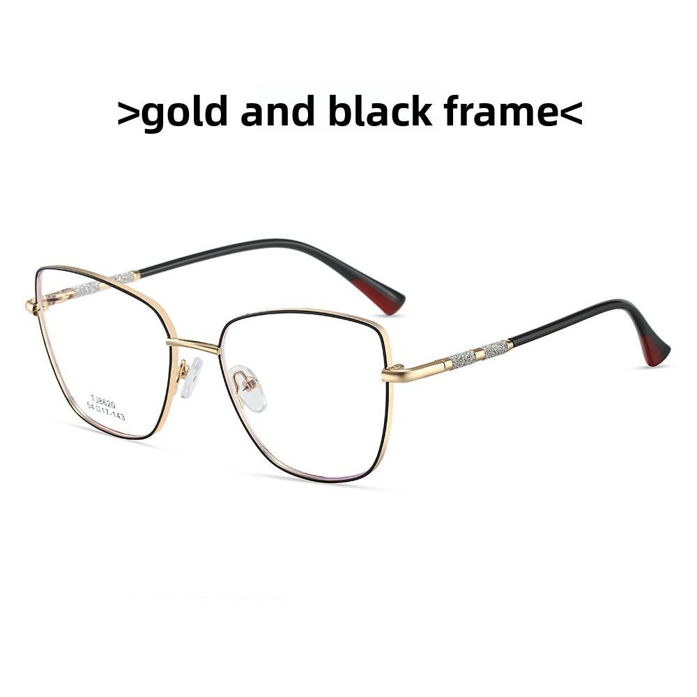 

53-18 New cat eye fashion glasses frame metal women s plain anti-blue reading glasses flat myopia glasses Anti blue light 0