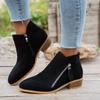 Eleganta slip-on ankelstövlar för damer, spetsig tå, vinterstövlar med dragkedja, dämpad TPR-sula