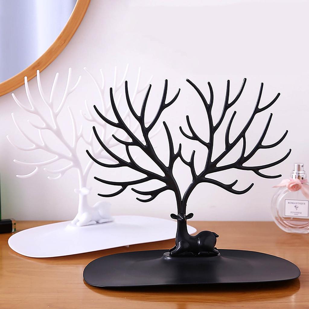Black White Pink Rose Red Deer Earrings Necklace Ring Pendant Bracelet Jewelry Cases&Display Stand Tray Tree Storage Holder Rack