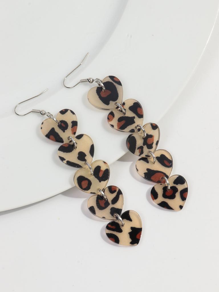 Sweet Valentine's Day Acrylic Drop Earring for Women Girls Fashion Glitter Heart Tassel Long Hanging Earrings Jewelry Gifts