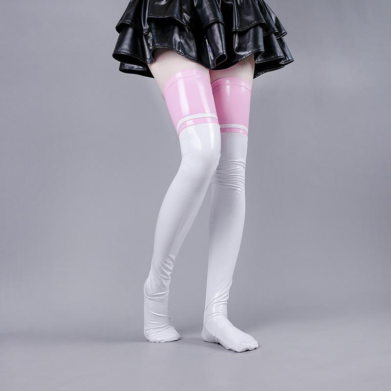 Sexy underwear patent leather tight-fitting glossy knee socks anime cos leather socks stockings sexy thigh socks