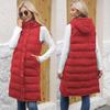 Women’s Coats Hooded Sleeves Long Style Solid Color Vest Quilted Jacket Autumn Winter Thick Warm Outer Wear