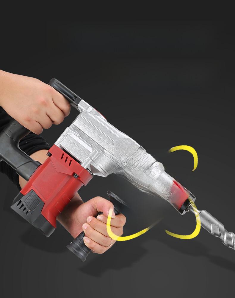 All-Copper Multi-Function Electric Hammer & Drill: Dual-Purpose Tool for Concrete, Home & Industrial Use.