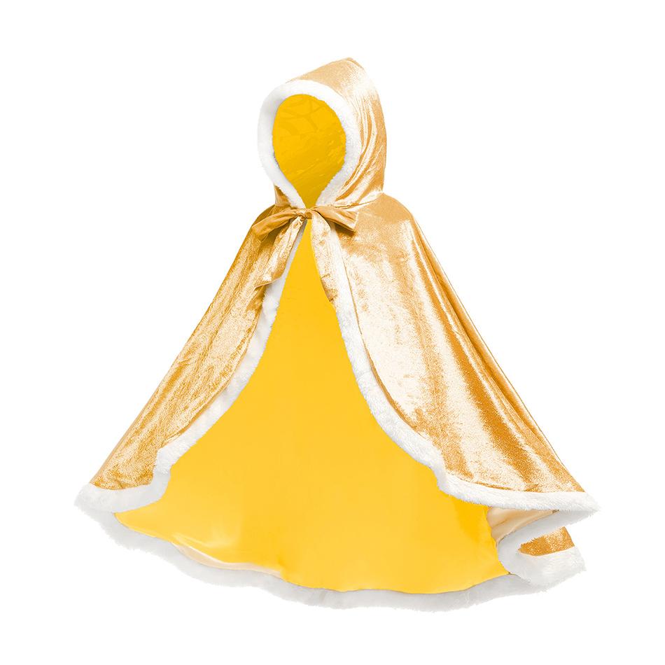 Mantello con Cappuccio da Principessa per Bambine Abbigliamento Invernale per Bambini Mantello Festa di Natale Halloween Costume Cosplay per Bambini Blu Viola Giallo Rosso
