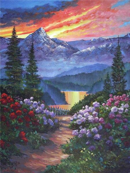 5d Diamond Painting Landscape Mountain Diamond Embroidery Sale Sunset River Rhinestones Mosaic Wall Art
