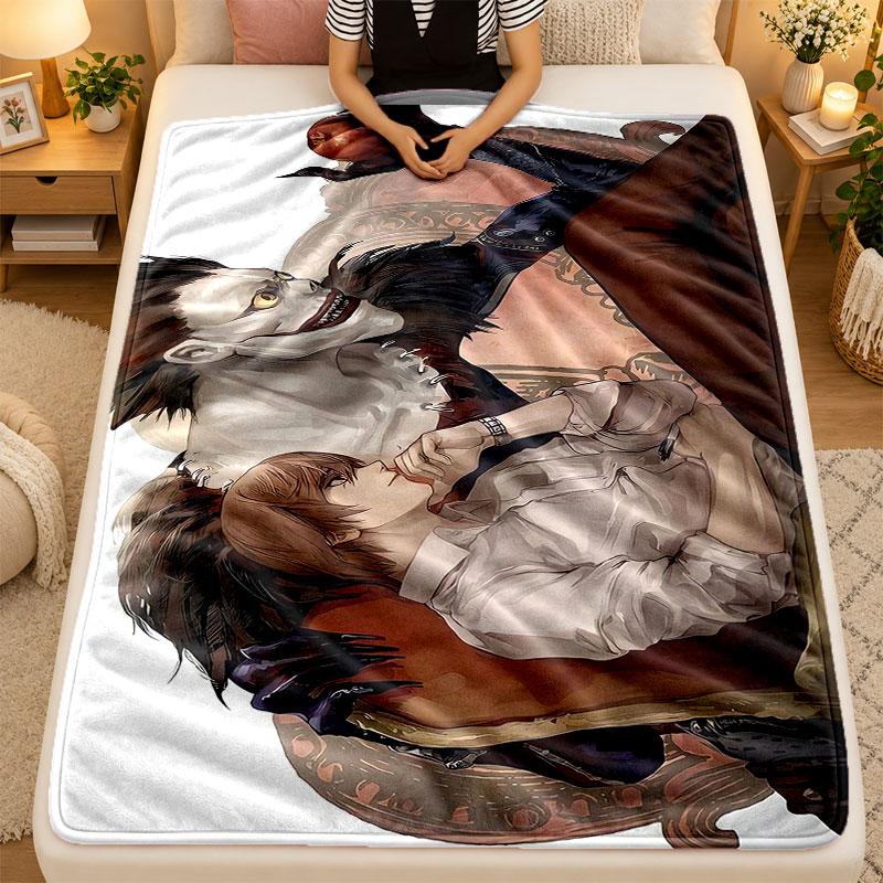 Flannel BlanketDeath Note Warm Soft Throw Blanket for Indoor Sofa Bed Living Room Use