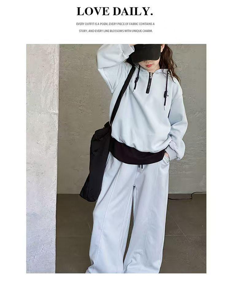 Girls' Korean-Style Hooded Two-Piece Set - Spring/Autumn 2025 Fashion for Big Kids