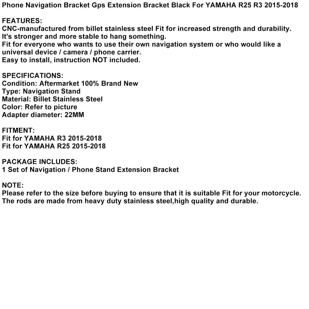 Phone Navigation Bracket Gps Extension Bracket Black For Yamaha R25 R3 2015-2018