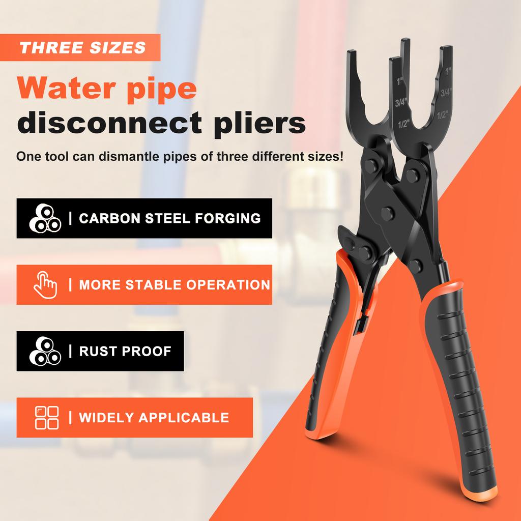 1 Pc Carbon Steel Pipe Disconnect Pliers for 1/2" 3/4" 1" Anti Deformation Push to Connect Removal Tools for PEX PVC Copper Pipe
