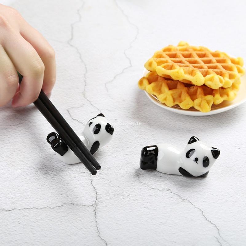 1Pcs Cute Panda Pillow Chopsticks Holder Japanese Ceramic Chopstick Ceramic Home Decor Spoon Holder Tableware Kitchen Tools