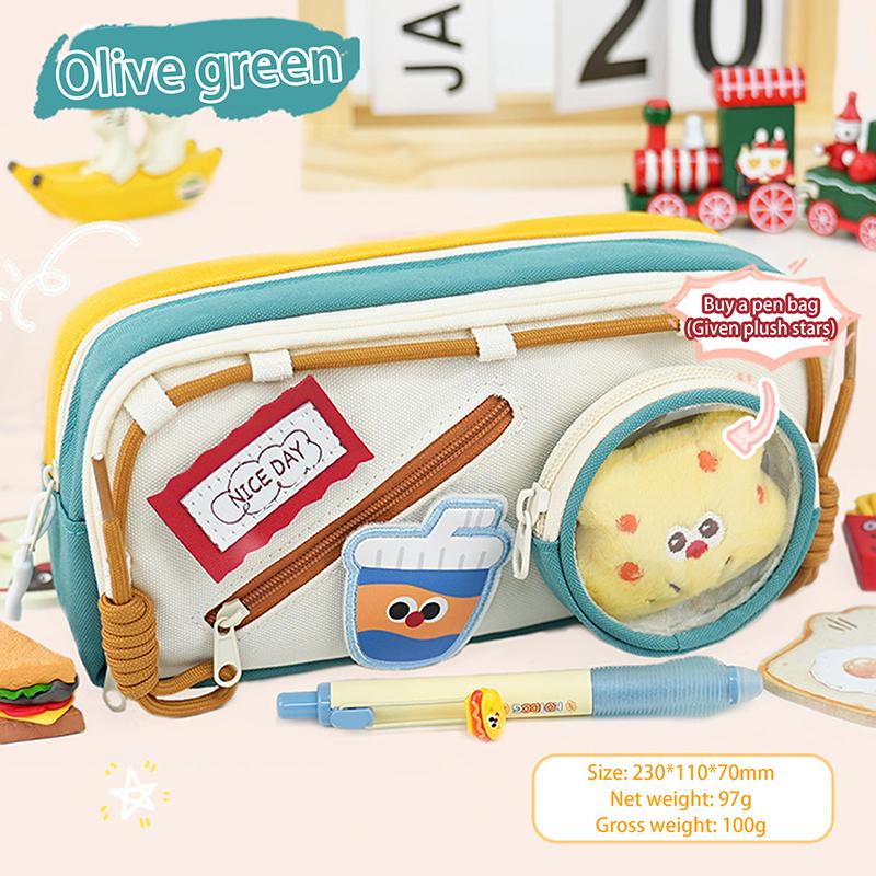 Cartoon Pencil Case Ins Large Capacity Pen Bag Stationery Organizer Student Portable Pencil Storage Bag