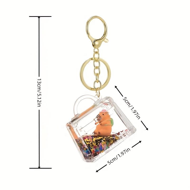 1pc Capybara Quicksand Keychain Acrylic Resin Floating Charm, Multiple Styles, Backpack Pendant, Ideal Gift Accessory with Cute Animal Charm
