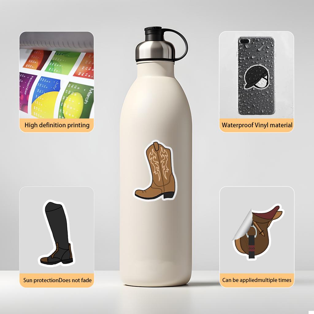 1050Pcs Equestrian Sports Horse Racing Western Cowboy Cartoon Graffiti Decorative Notebook Waterproof Sticker Kids Toy